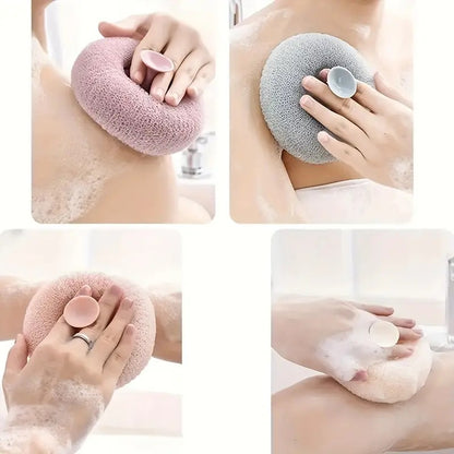 Loofah Bath Sponge Body Scrubber Mesh for Men Women | 2-in-1 Bath Super Soft Suction Cup Bath Brush, Bath Shower Loofah Sponge, Exfoliating Bath Sponge Cleaning Brush for Body