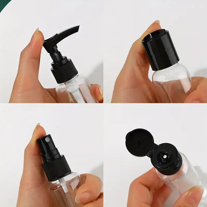 7 PCS COSMETICS BOTTLE for Travel Refillable Small Mini Empty Plastic Pump/Spray/Squeeze Bottles for Cosmetic