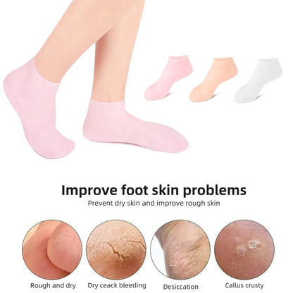 Silicon Heel Socks (2 pair) Heel for Crack Spa Gel Socks for Women and Men, Feet Protector Crack Heel Repair Socks with Moisturizing Natural Oil and Vitamin E Repair Dry Cracked