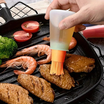 Silicone Oil Dispenser Bottle Brush Pastry Basting Brush Oil Honey Wine Sauce Grill Cooking Oil Dispenser for Barbecue Roasting sauteing Frying Kitchen Tools Accessories