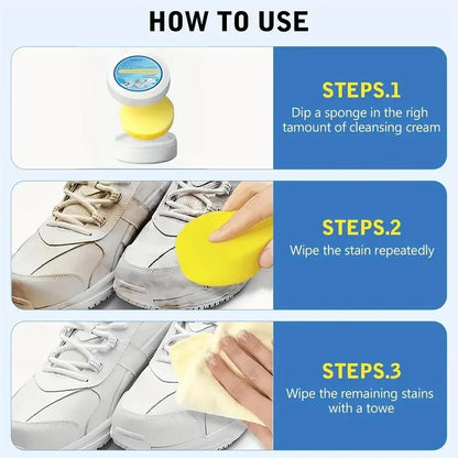 White Shoe Cleaning Cream | Sneaker Stain Cleaning Cream | Sneaker Stain Remover Cream, Simple and Fast, Shoe Whitening Cleansing Tool, Whitening and Yellowing Maintenance for White Shoes