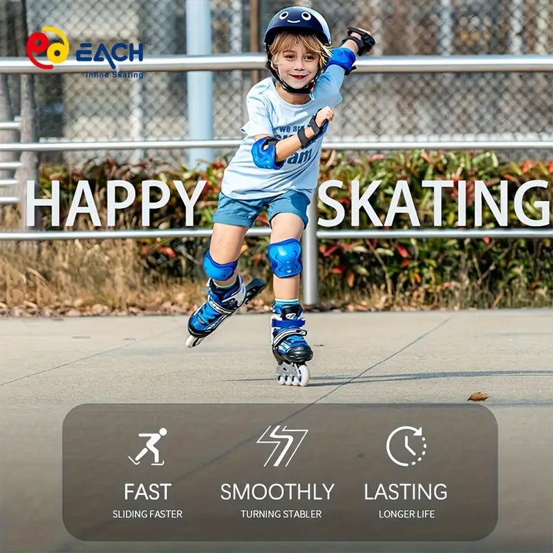 Adjustable Inline Roller Skates for Boys Kids & Girls, 7 to 14 Years Unisex Outdoor Skating Shoes Roller Blades with Led Flash Lights Featuring Wheels for Skating Blue