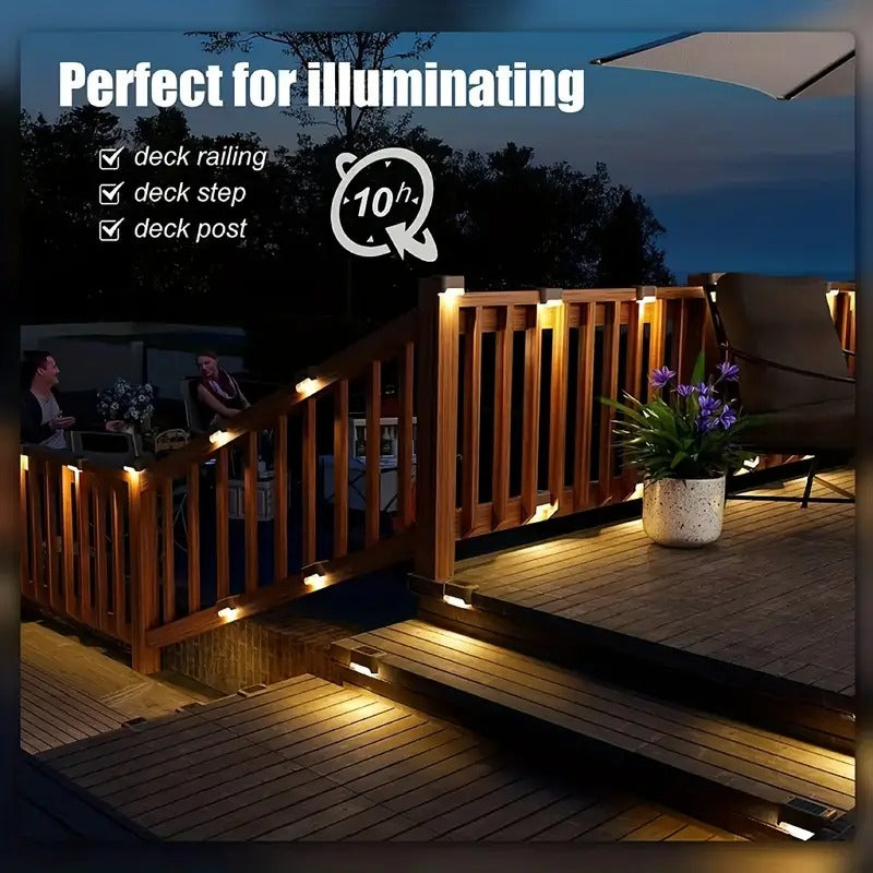 Warm White Solar Stair Lamp (4 PIS) Solar Lights for Outdoors, Warm White Solar Stair Lamp, Waterproof LED Deck Light, Garden Solar Lights, Auto On/Off