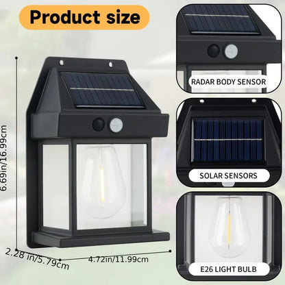 Outdoor Solar Lights with Motion Sensor Solar Powered Wireless Waterproof Night Spotlight for Outdoor/Garden Wall, Solar Lights for Home Electric Lantern (Bulb)