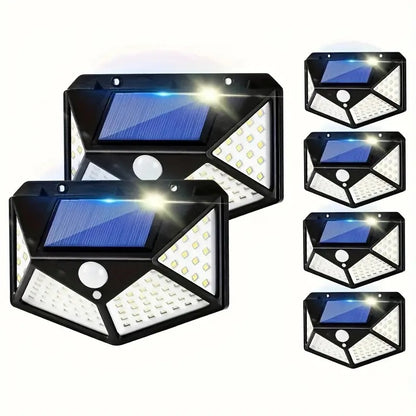 Solar Lights Outdoor 100 LED Solar Security Light with Waterproof Wall Light Solar Powered and 3 Modes for Outdoor 1800mAh (Black)