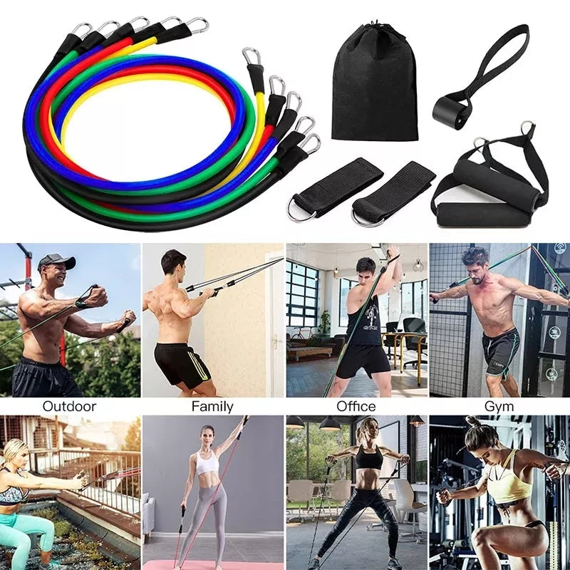 11 Pc Gym Power Ressitance Band Set