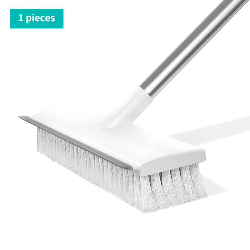 Bathroom Cleaning Brush with Wiper 2 in 1 Tiles Cleaning Brush Floor Scrub Brush with Long Handle White scrubbing Brush Cleaning Brush