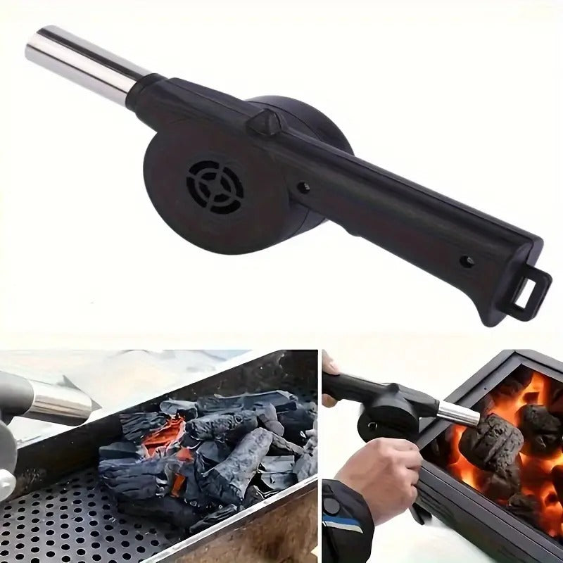 Outdoor Cooking Hand Crank Powered Barbecue BBQ Fan Air Blower,Manual Handy Mini Barbecue Air Blower Fan for BBQ Grill Foods