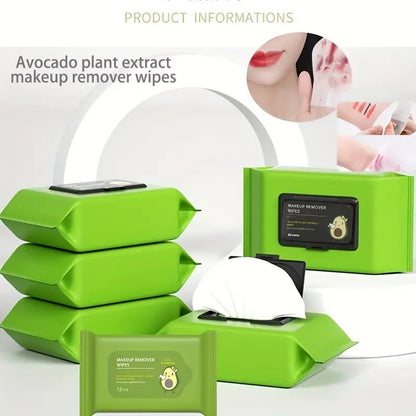 Avocado Makeup Remover Facial Wipes Moisturizing Deep Cleaning Wipes Cucumber & Vitamin E Makeup Remover Wipes Hydrating, Refreshing, Soothing (Pack Of 1,Makeup Wipes)