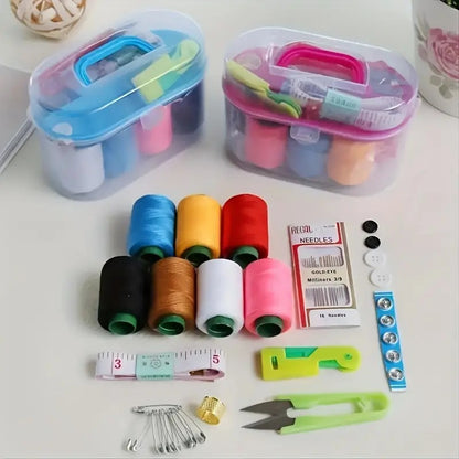 Portable Travel Sewing Kits Box with Color Needle Threads Scissor pin Hand Work Sewing Box Handwork Sewing Accessories