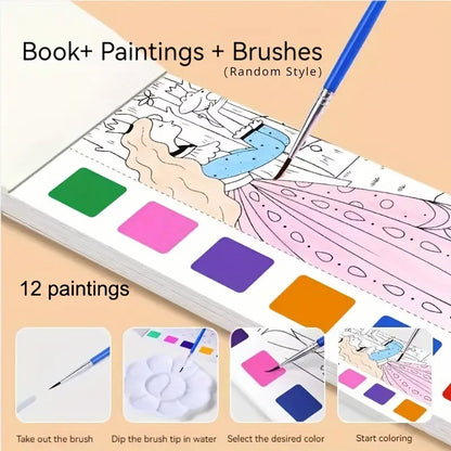 Pocket Watercolor Painting Book with 20 Bookmarks Sheets & 1 Brush Early Educational Montessori Toy for Boys & Girls - Art Party Favors Travel Activity Portable Pocket Travel