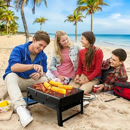 Charcoal Grill, BBQ Grill Folding Portable Lightweight smoker Grill, Barbecue Grill Small desk Tabletop Outdoor Grill for Camping Picnics Garden Beach Party 13.7''x9.4''x 2.3''