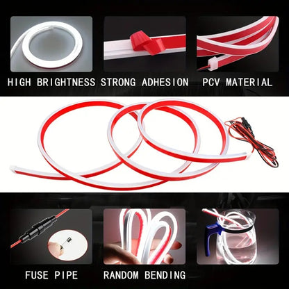 71 Inches Car Hood Light Strip,Dynamic Car LED Strip Light,Exterior Flexible Daytime Running Light Strip for Car, Truck, SUV (White Light)