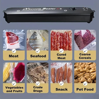 Vacuum Sealer Machine, Automatic Fresh Food-Sealer, Vacuum Packing Machine For Fruits, Meat Preservation With Dry & Moist Sealing Modes With LED