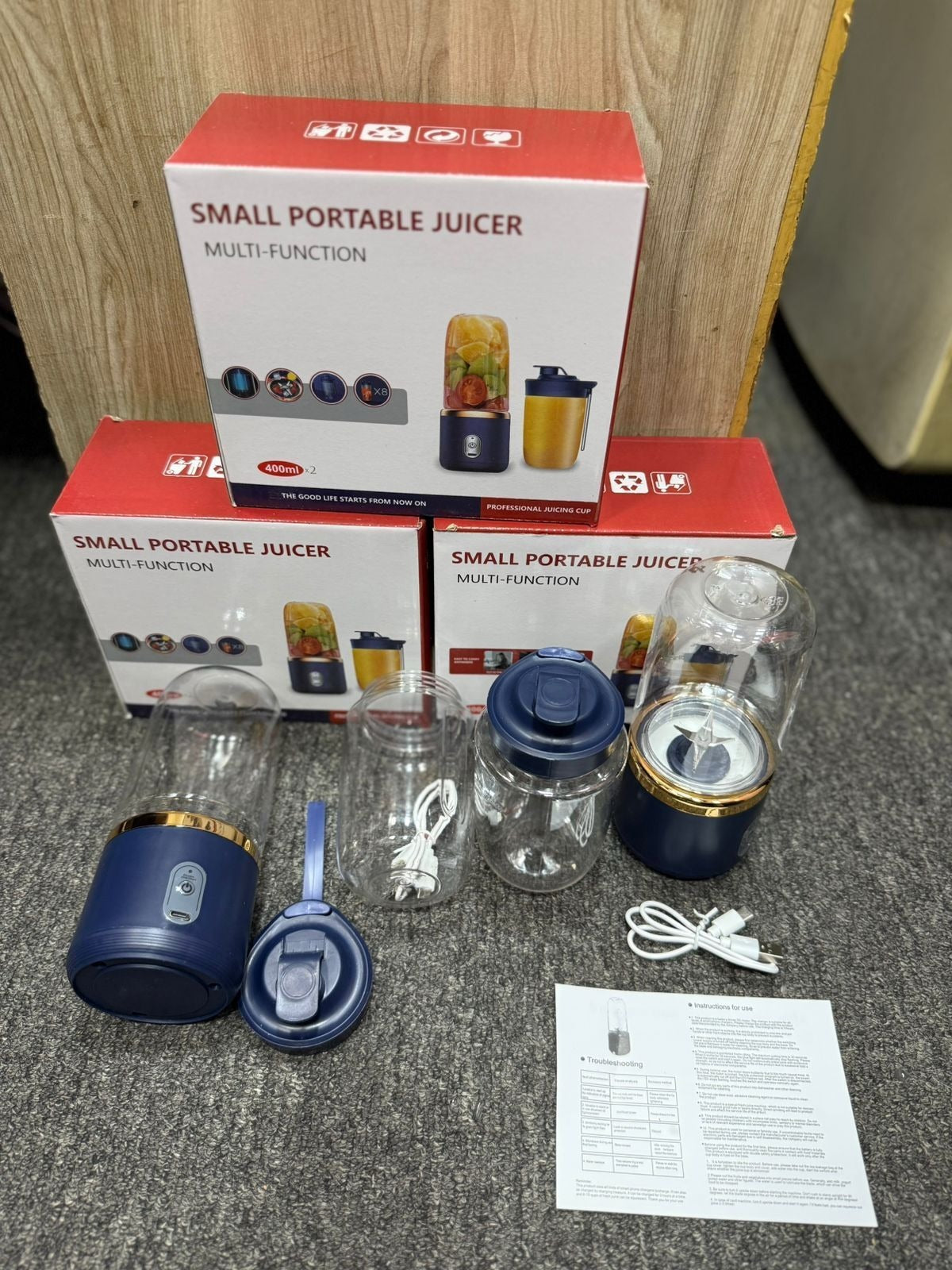 Portable Blender Electric Juicers Fruit Mixers USB Rechargeable Smoothie Mini Personal Juicer 6 Blades 3Gears With 1500 Mah