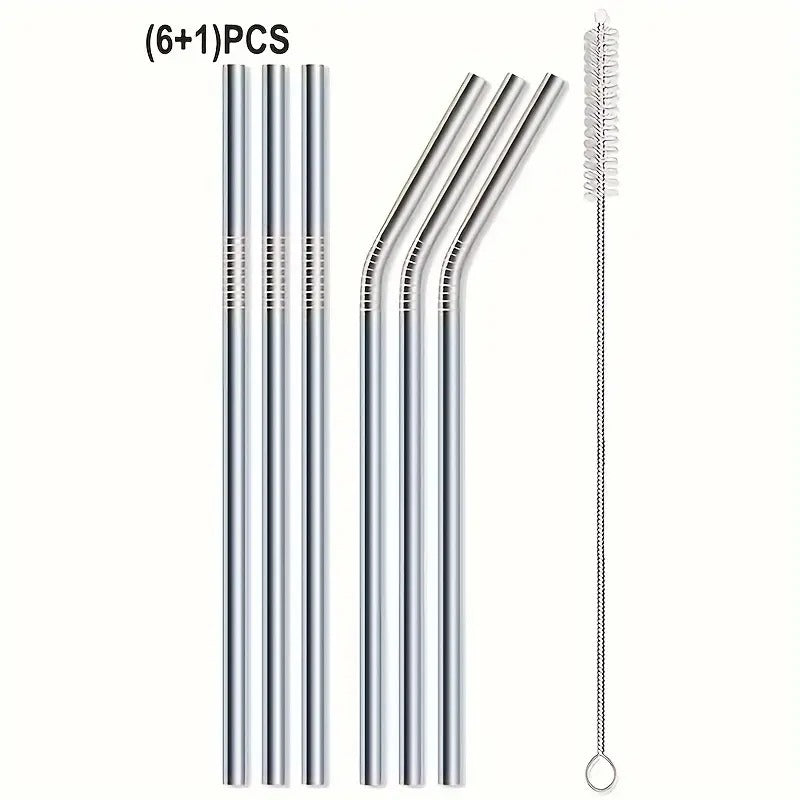 Stainless Steel Reusable SS 304 Food Grade Beverage Drinking Straws with Straw Cleaning Brush