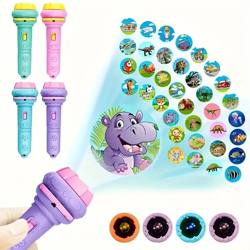 3 Slids, 24 Patterns Projector Flashlight Torch, Kids Projection Light Toy Education Learning Night Light Before Going to Bed Best Gift for Kids 7 Years boy or Girl Learning and Playing