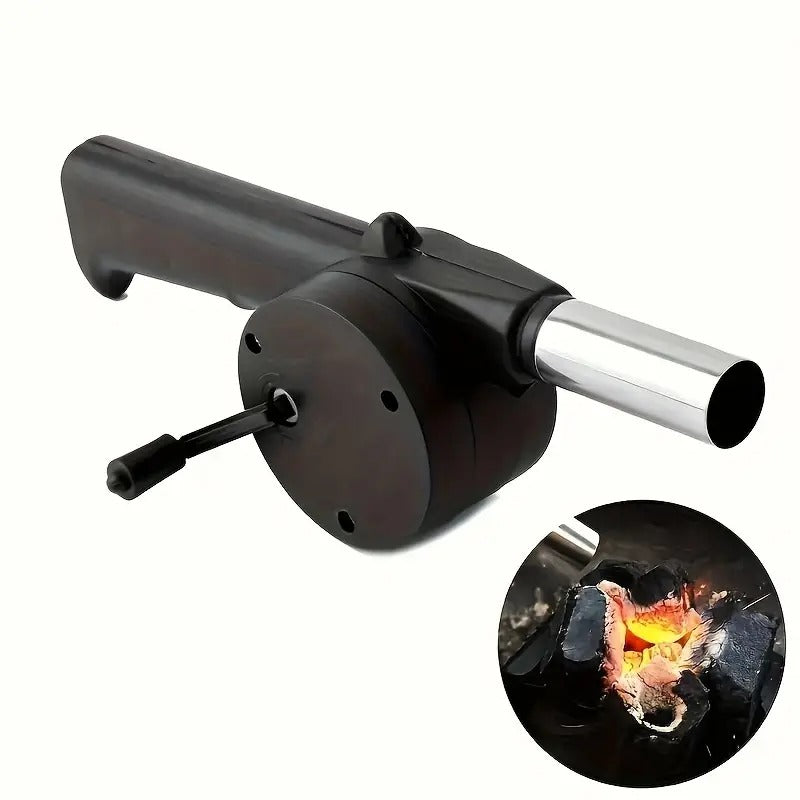 Outdoor Cooking Hand Crank Powered Barbecue BBQ Fan Air Blower,Manual Handy Mini Barbecue Air Blower Fan for BBQ Grill Foods