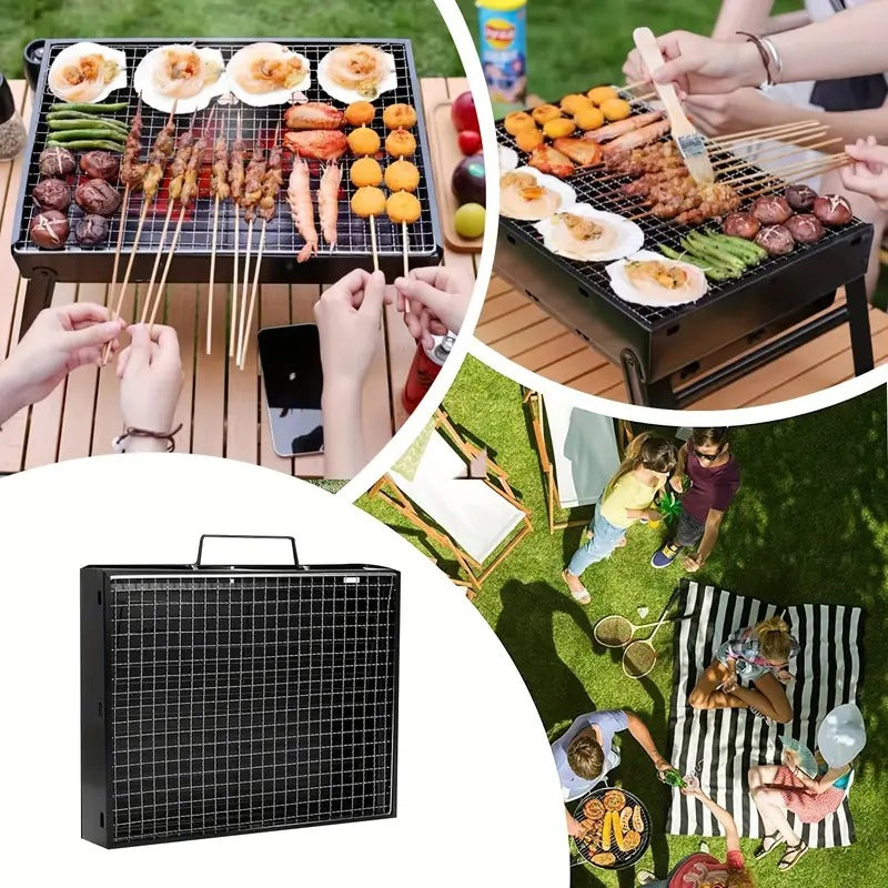 Charcoal Grill, BBQ Grill Folding Portable Lightweight smoker Grill, Barbecue Grill Small desk Tabletop Outdoor Grill for Camping Picnics Garden Beach Party 13.7''x9.4''x 2.3''