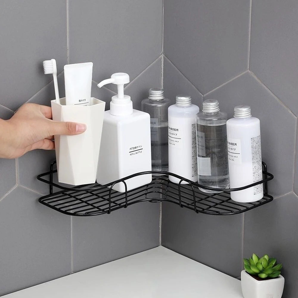 Self Adhesive Corner Shelf for Bathroom/Adhesive Shelf for Kitchen with Magic Sticker/Bathroom Organizer Without Drill