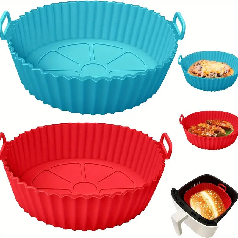 Air Fryer Silicone Pot Square Liners, Reusable Non-Stick Basket Baking Tray, Heat-Resistant Airfryer Oven Accessories