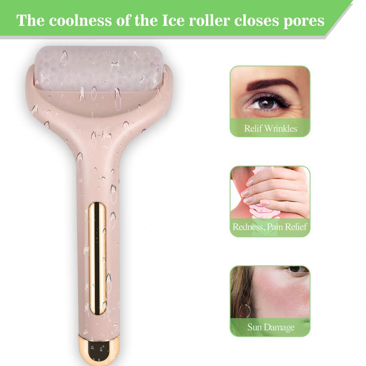 Flawless Ice Face Roller Massager,Ice Cube Roller For Face, Eyes And Neck Conditioning And Skin Care,De-Puff Eye Bags,Reduce Migraine Pain,Reusable Massage