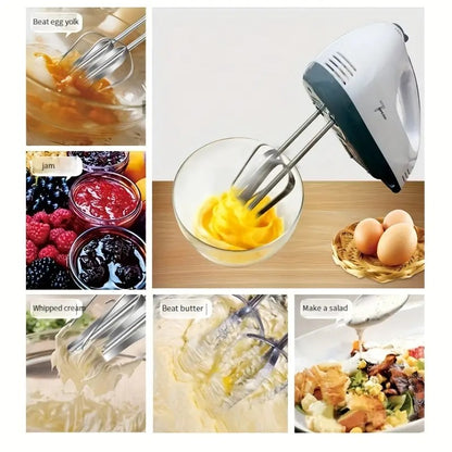 Electric Hand Whisk, Electric Hand Mixers, Small Stainless Steel Handheld Mixer, 2 Mixers and 2 Dough Hooks Electric Hand Mixers for Kitchen Beating Eggs, Cakes - 260W