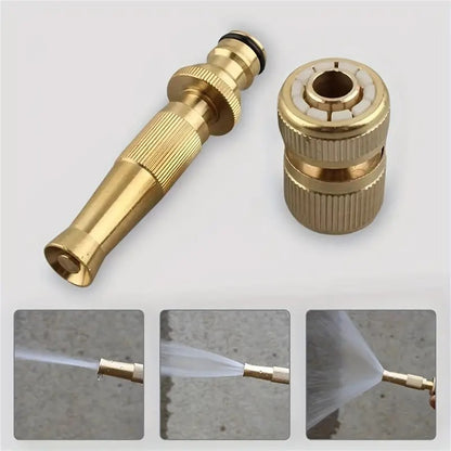 Brass Water Spray Nozzle Suitable for 1/2" Hose Pipe Adjustable Brass Spray Nozzle Water Pressure Booster Brass Nozzle Water Spray Gun for Car Wash & Gardening Water Pressure Nozzle