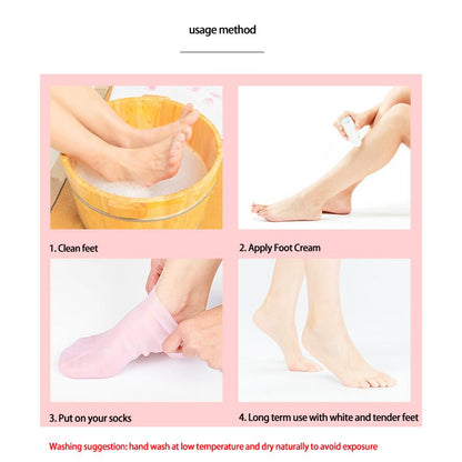 Silicon Heel Socks (2 pair) Heel for Crack Spa Gel Socks for Women and Men, Feet Protector Crack Heel Repair Socks with Moisturizing Natural Oil and Vitamin E Repair Dry Cracked