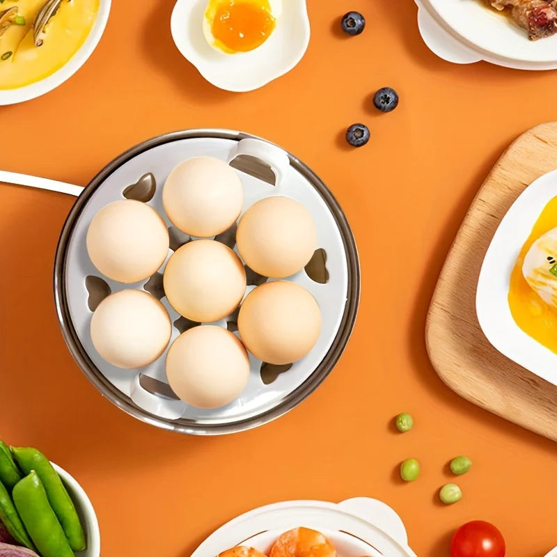 Egg Boiler With Automatic Off & Single Layer Electric Omlet Maker For Boiling, Cooking and Frying the Eggs, Egg Poucher Machine, 7 Egg Cooker, Egg Steamer, Omlelet Bowl With Tray