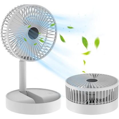 Powerful Rechargeable Desk Fan, Folding Telescopic & Adjustable Height, Small Desk Table Air Fan with Built-in Battery for Travel, Outdoor, Home, Office, Kitchen, Picnic, Kids - Foldable Fan