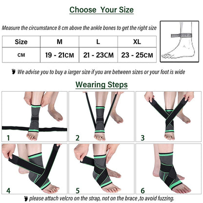 Ankle Braces, Adjustable Compression Ankle Support Men & Women, Strong Ankle Brace Sports Protection, Stabilize Ligaments-Eases Swelling And Sprained Ankle, One Size Fits All