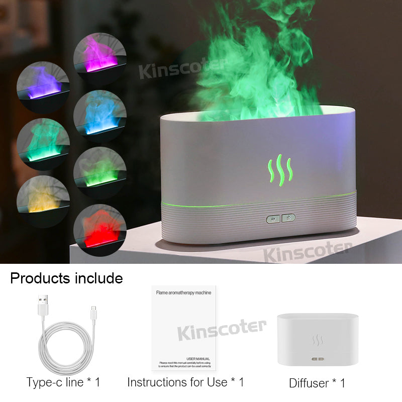 Plastic Flame Humidifier For Room Moisture 7 Colors Light Essential Oil Permitted 180Ml 24Db Air Humidifier For Bedroom With Ultrasonic Cool Mist Car Desktop Office Humidifier