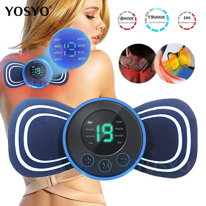 Body Massager Machine for Pain Relief Wireless Vibrating Massager 8 Mode & 19 Strength Level EMS Massager Mini Massager Butterfly Massager for Shoulder, Legs, Neck, Back Massager