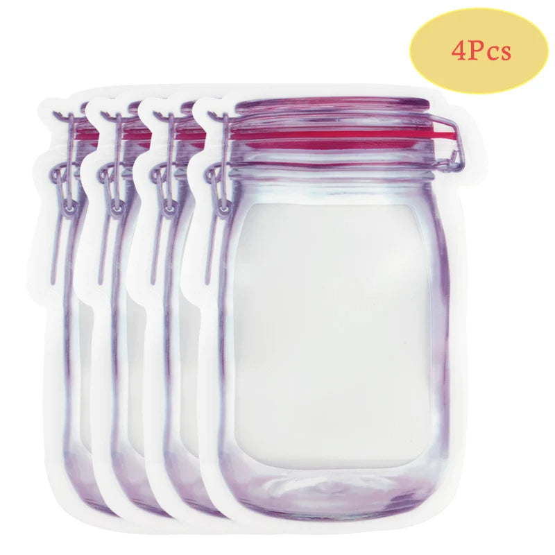 Fridge Food Storage Bags - Ziplock Bottle Shape Storage 9 Pouch Set - 3 Variable Size Zipper Mason Jar