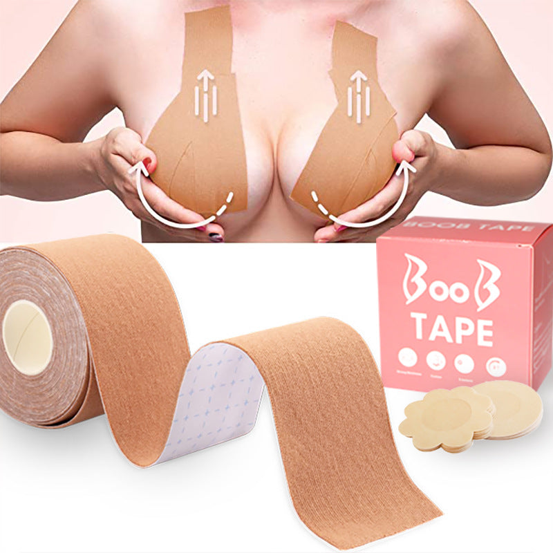 Boob Tape with 6 Nipple Pasties Multipurpose Nipple Tap for Women Push Up & Lifting Body Tape Chest Support Tape for Large Breasts, Invisible Gaffer Tape Lift Tape Nude