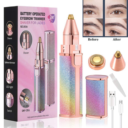 2 IN 1 Eyebrow Trimmer For Women,Hair Removal Trimmer For Women With Replaceable Heads, Upper Lip Hair Remover For Women