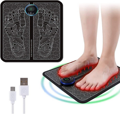 Foot Massager Pain Relief Wireless Electric EMS Massage Machine,Rechargeable Portable Folding Automatic with 8 Mode19 Intensity for Legs,Body,Hand Therapy