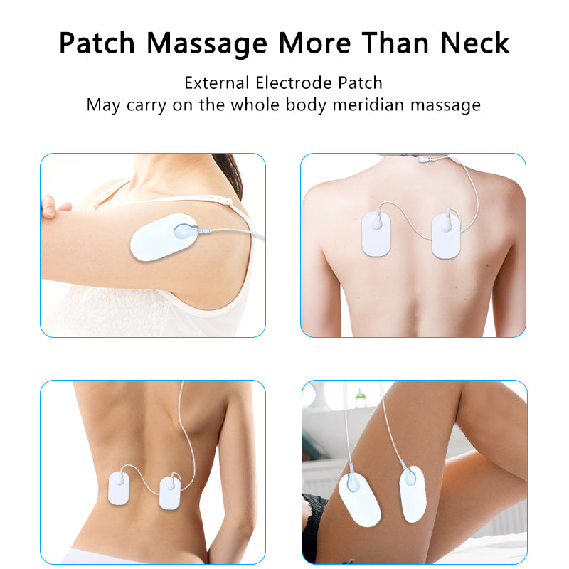 Electric Neck Massager for Deep Tissue Pain Relief Cervical Vertebra Massager Impulse Treatment Device for Acupoint Magnetic Therapy with 2 Electrode Pads