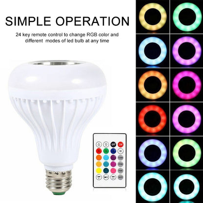 12 W Led Wireless Light Bulb With Speaker | Bluetooth Enabled | Rgb Music Light | Colour Changing Remote Control Access| B22 Holder