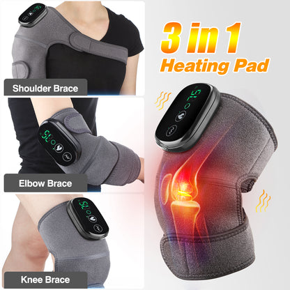 Knee Massager For Joint Pain Relief Machine,Electric Cordless Knee Heating Pad Therapy Vibration For Arthritis, Joints Pain Relief For Men/Women