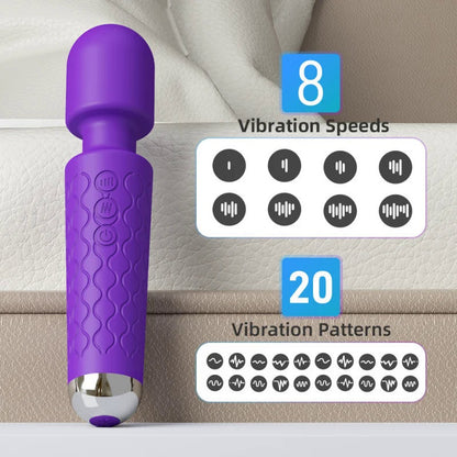 Personal Body Massager for Men & Women Cordless Handheld Wand with 20 Vibration Modes & 8 Speed Patterns Perfect for Pain Relief Massage