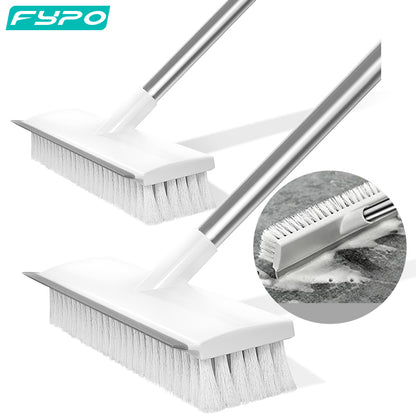 Bathroom Cleaning Brush with Wiper 2 in 1 Tiles Cleaning Brush Floor Scrub Brush with Long Handle White scrubbing Brush Cleaning Brush