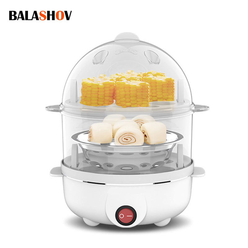 Electric 2 Layer 14 Egg Boiler Cooker & Steamer Automatic Off Double Layer Egg Boiler Cooker Machine Ideal For Kitchen (Multicolor) - Plastic