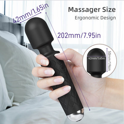 Personal Body Massager for Men & Women Cordless Handheld Wand with 20 Vibration Modes & 8 Speed Patterns Perfect for Pain Relief Massage