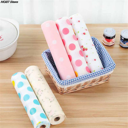 Plastic Non Slip Kitchen Drawer Mat Shelf Sheets Kitchen Shelf Mats Roll Antibacterial Cabinet Plastic Foam Household Wardrobe Moisture Drawer Pad Kitchen Liners Mat - Multicolor