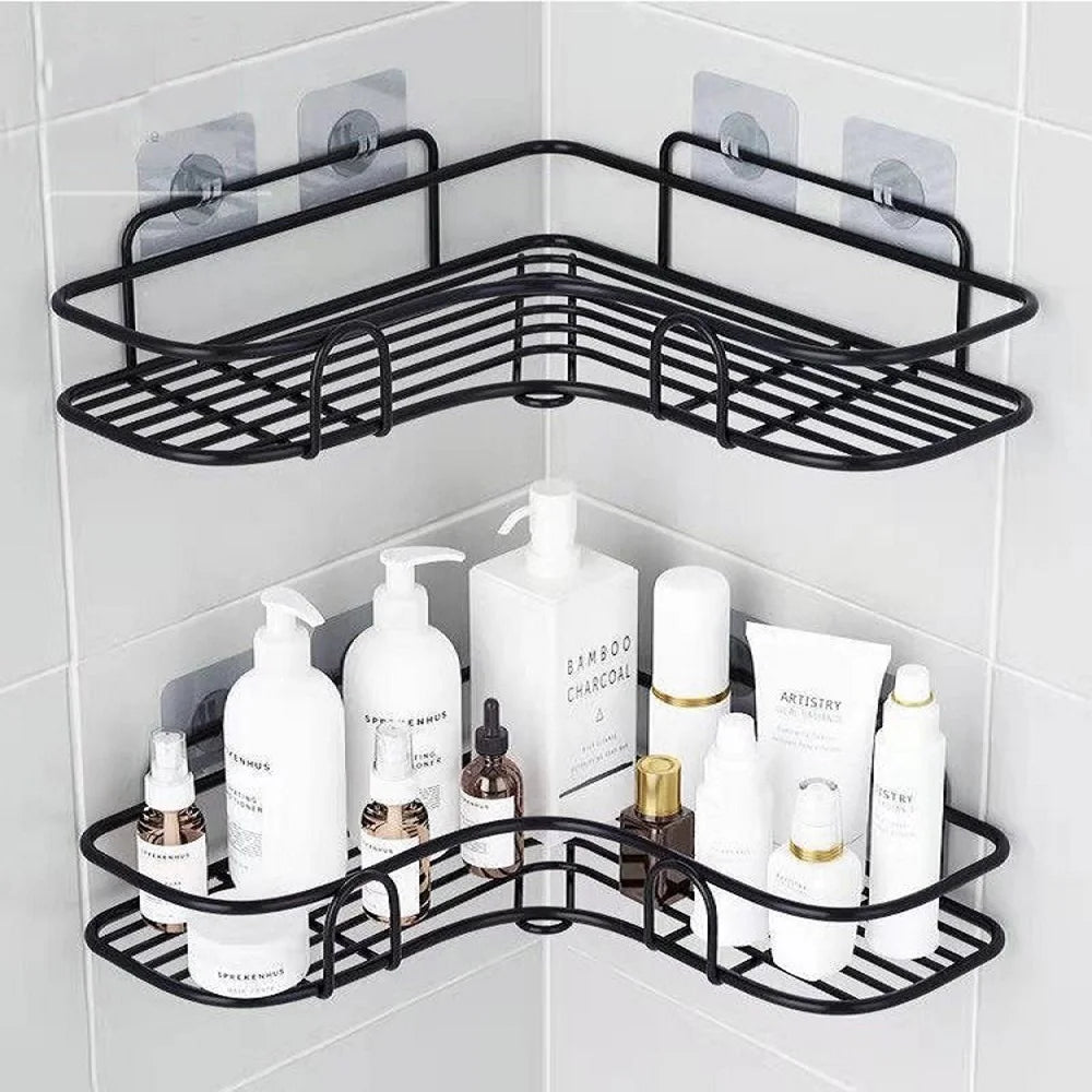 Self Adhesive Corner Shelf for Bathroom/Adhesive Shelf for Kitchen with Magic Sticker/Bathroom Organizer Without Drill