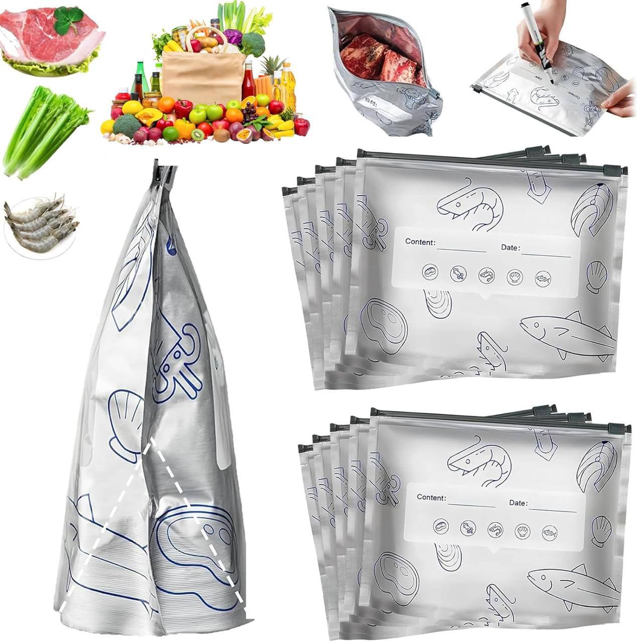 Aluminum Foil Sealable Storage Bags Label and Zip Lock (SET OF 10 PCS)