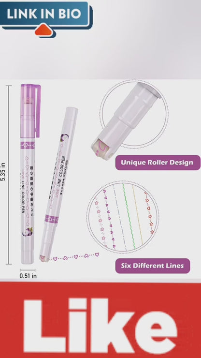 LINEAR ROLLER COLOR PENS HIGHLIGHTERS WITH 6 PC