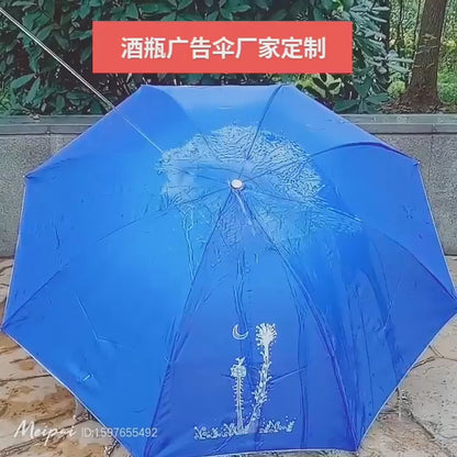 Wine Bottle Umbrella, Compact Double Layer Portable Travel Umbrella with Plastic Case, Manual Open Close Folding Design